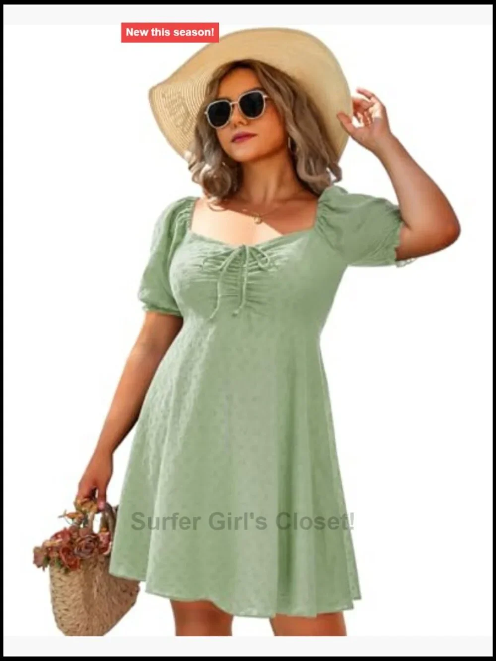 Plus Size Puff Sleeve Eyelet Sundress Casual Babydoll Mini Dress Smocked